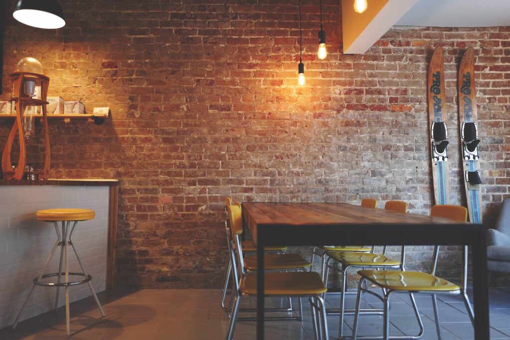 A classic exposed thin brick veneer wall in modern interior