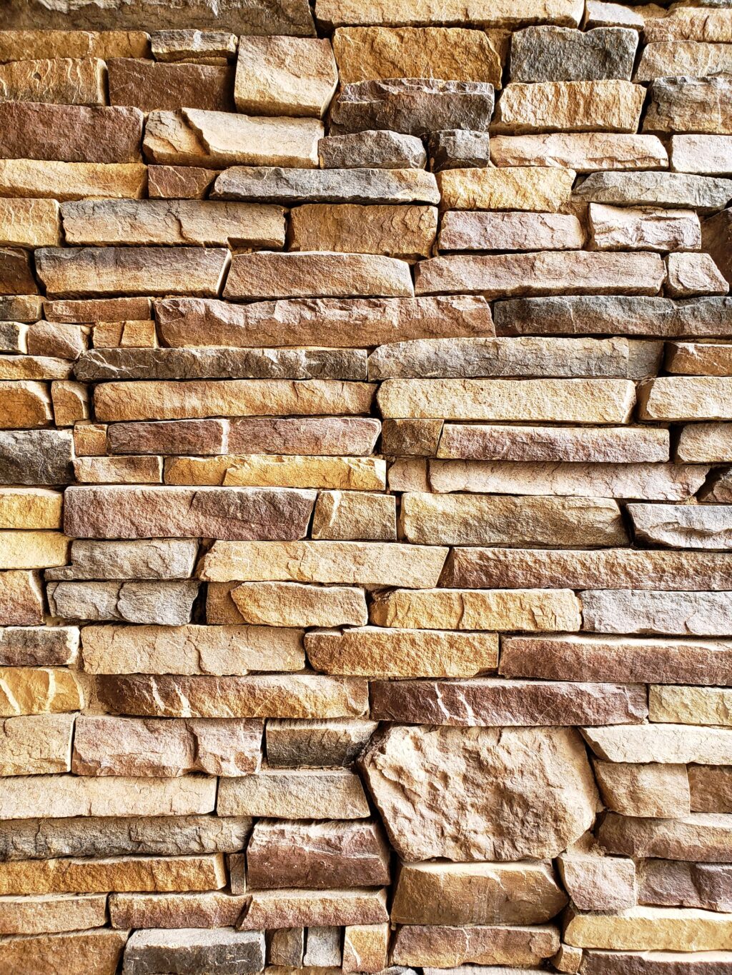 Faux stacked stone wall