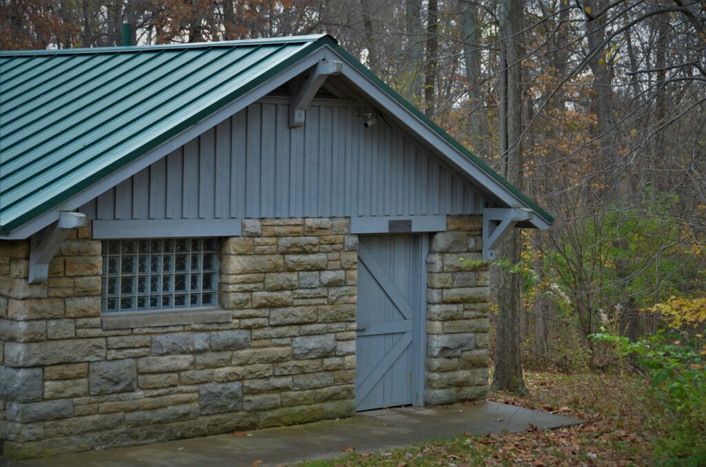 Imitation stone panels mounted on a house wall